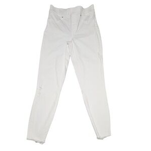 SPANX Sz S White Distressed Raw Hem Pull-On Stretch Jean Leggings 20229R